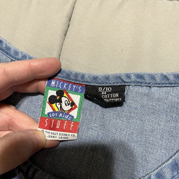 Vintage Disney Mickeys For Kids Embroidered Shirt Chambray Top Girls Medium 8/10 - Picture 5 of 11